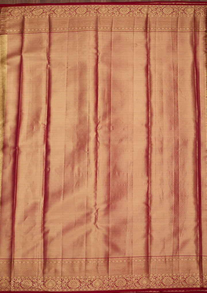 Peach Silk Jaal Saree With Matching Blouse Piece
