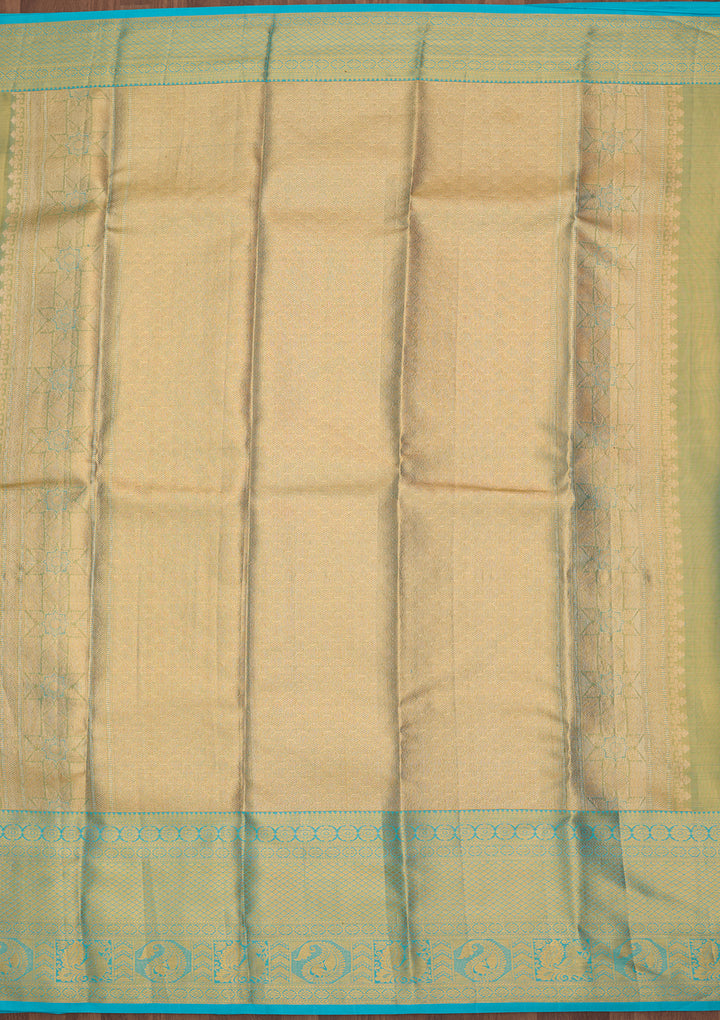 Sea Green Silk Jaal Saree With Matching Blouse Piece