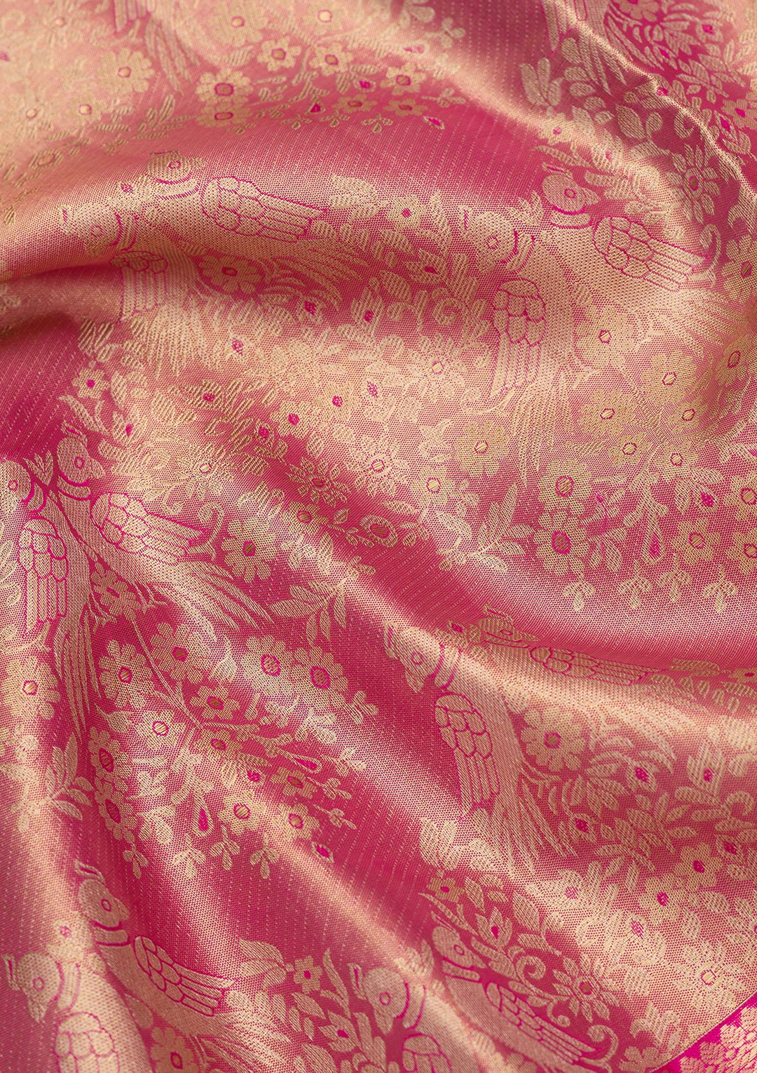Pink Silk Jaal Saree With Matching Blouse Piece
