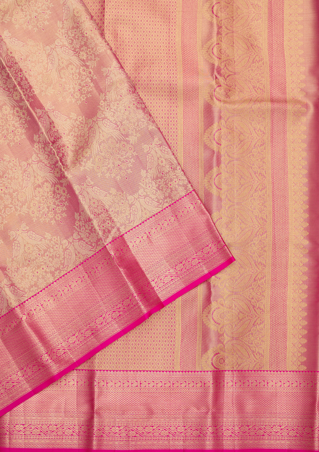 Pink Silk Jaal Saree With Matching Blouse Piece