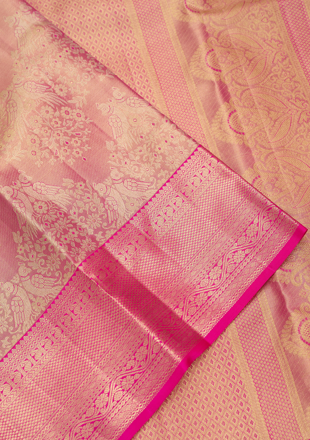 Pink Silk Jaal Saree With Matching Blouse Piece