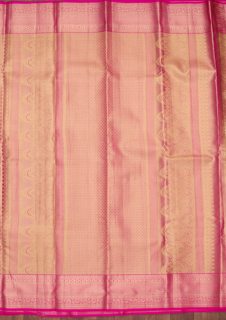 Pink Silk Jaal Saree With Matching Blouse Piece