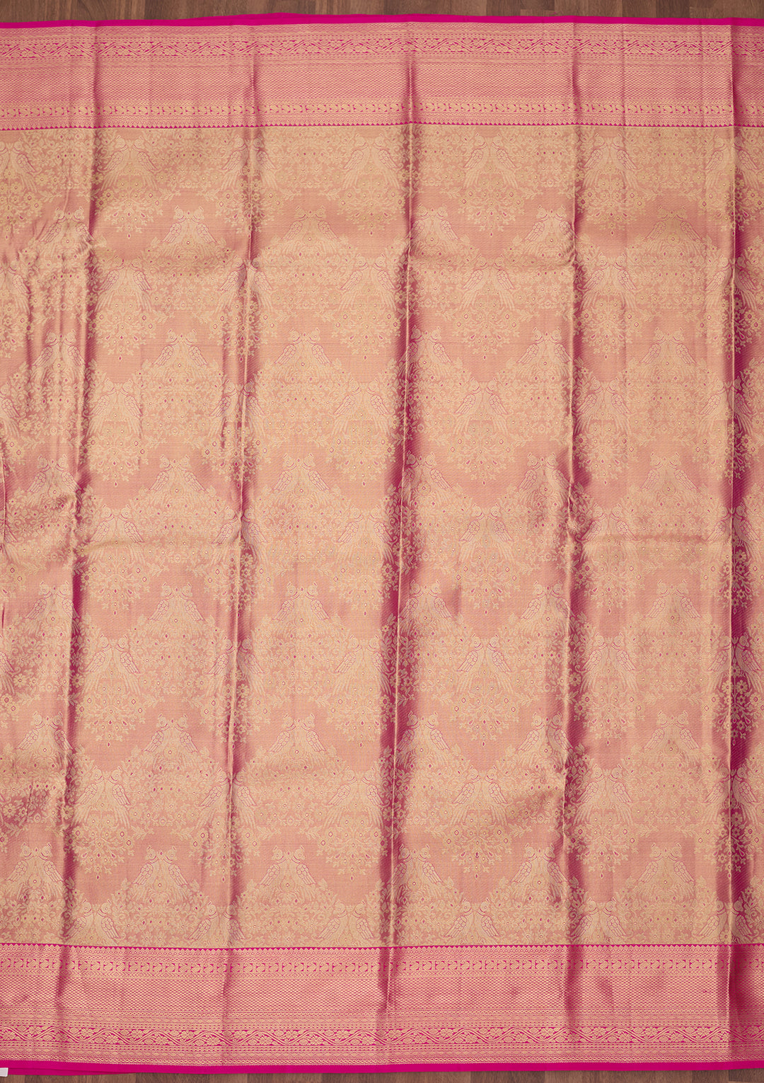 Pink Silk Jaal Saree With Matching Blouse Piece