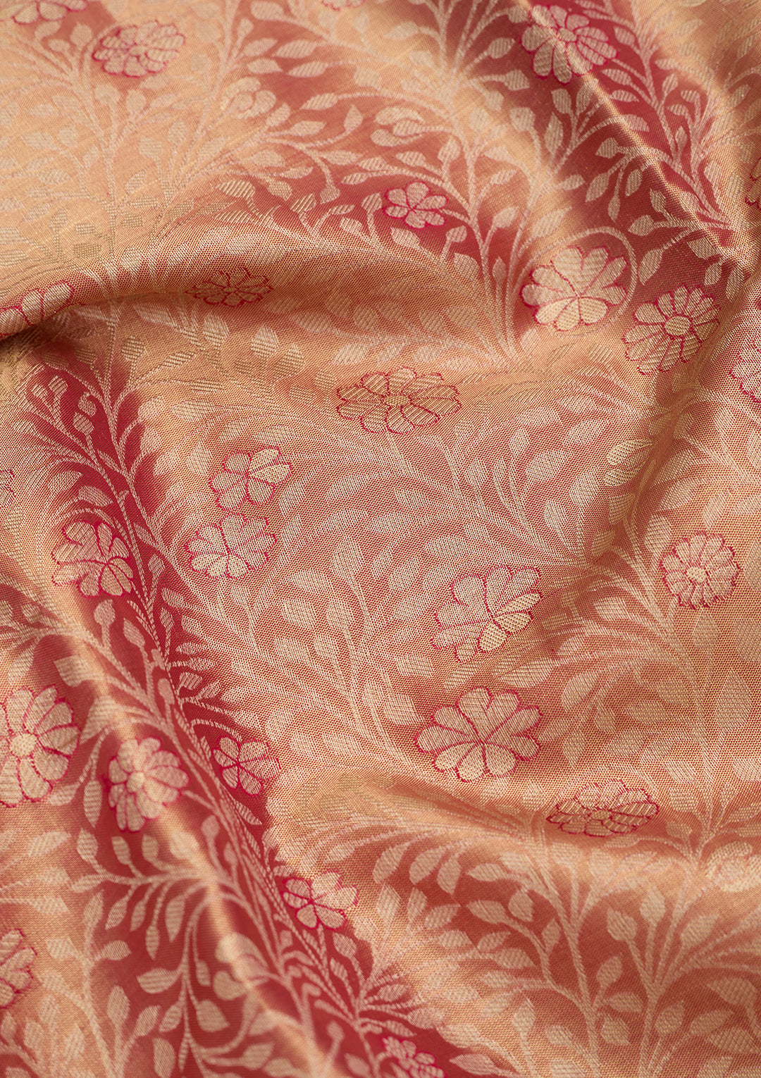 Peach Silk Jaal Saree With Matching Blouse Piece
