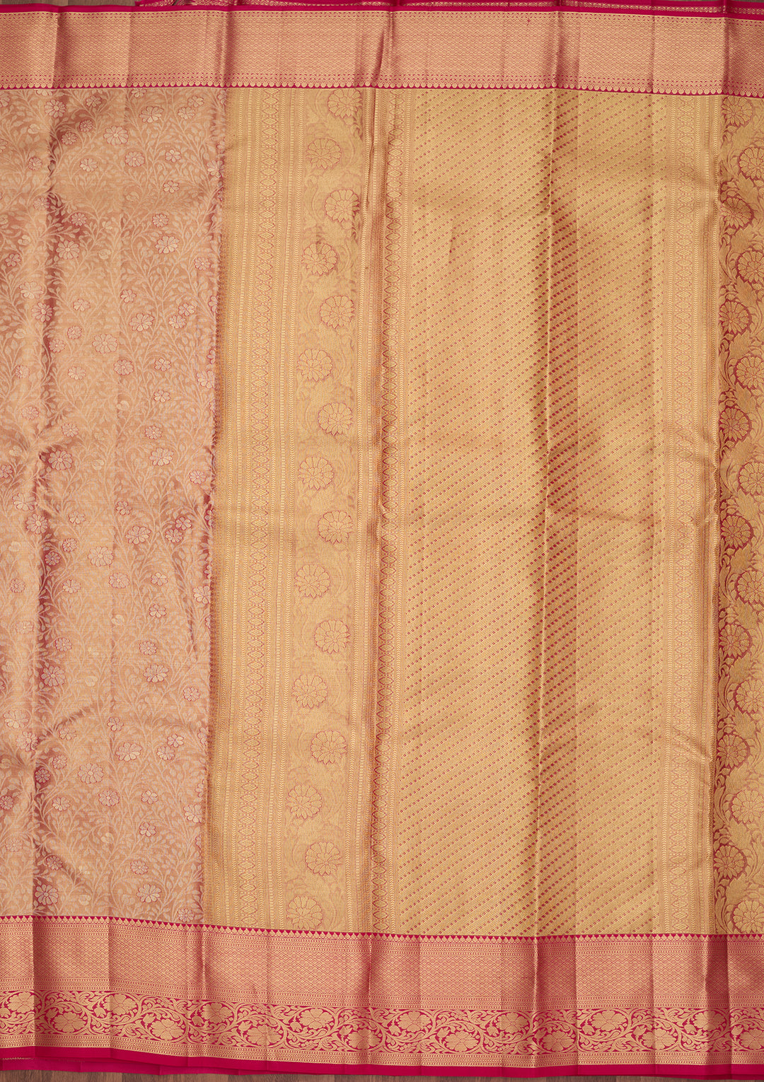 Peach Silk Jaal Saree With Matching Blouse Piece
