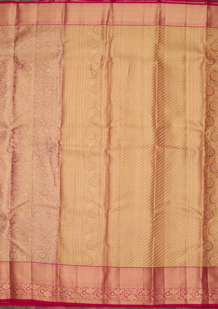 Peach Silk Jaal Saree With Matching Blouse Piece