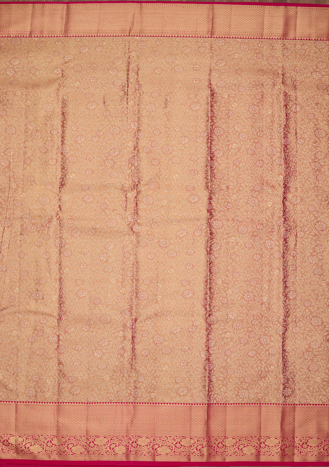 Peach Silk Jaal Saree With Matching Blouse Piece
