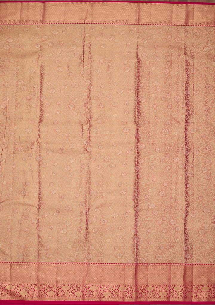 Peach Silk Jaal Saree With Matching Blouse Piece