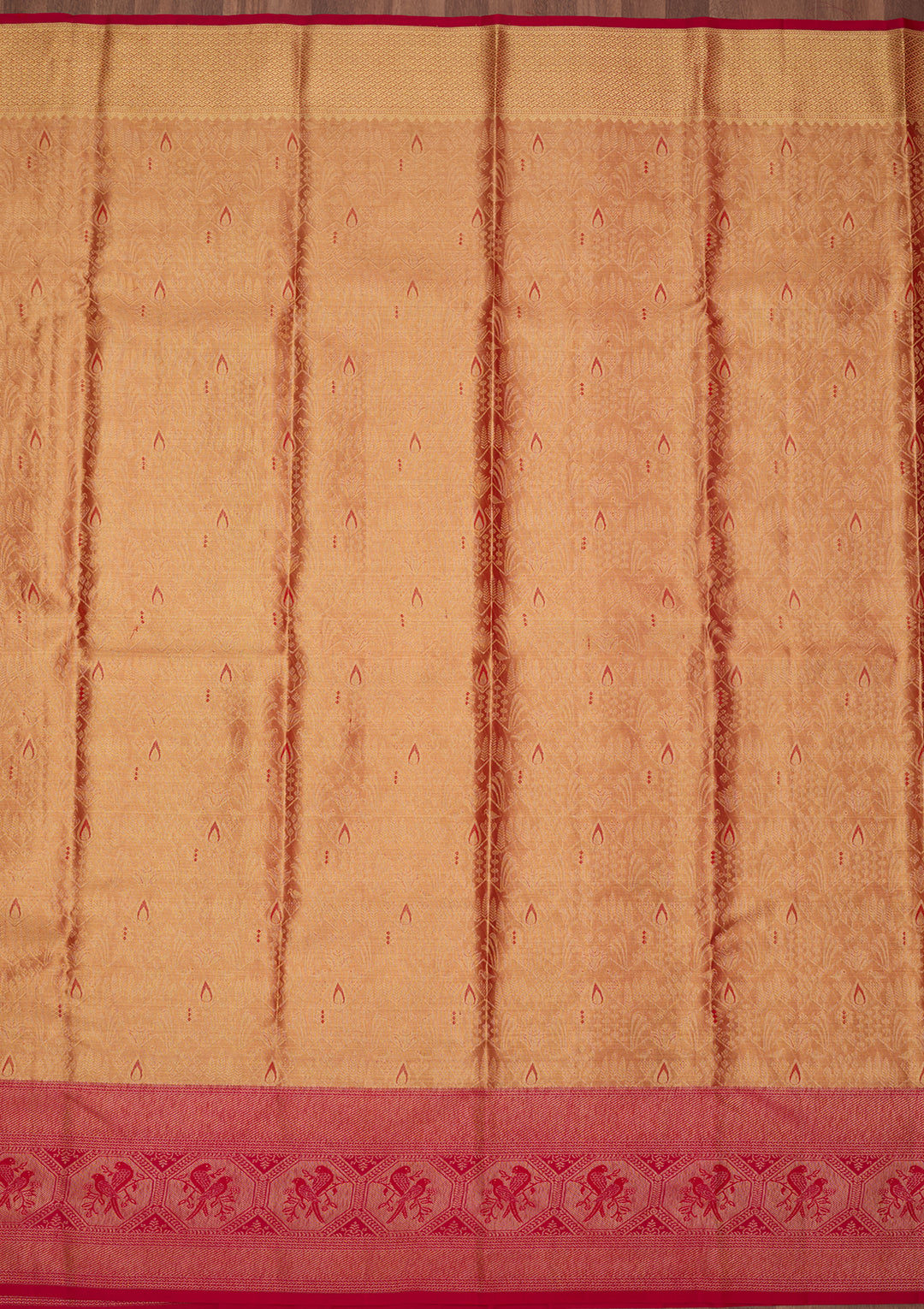 Peach Silk Jaal Saree With Matching Blouse Piece