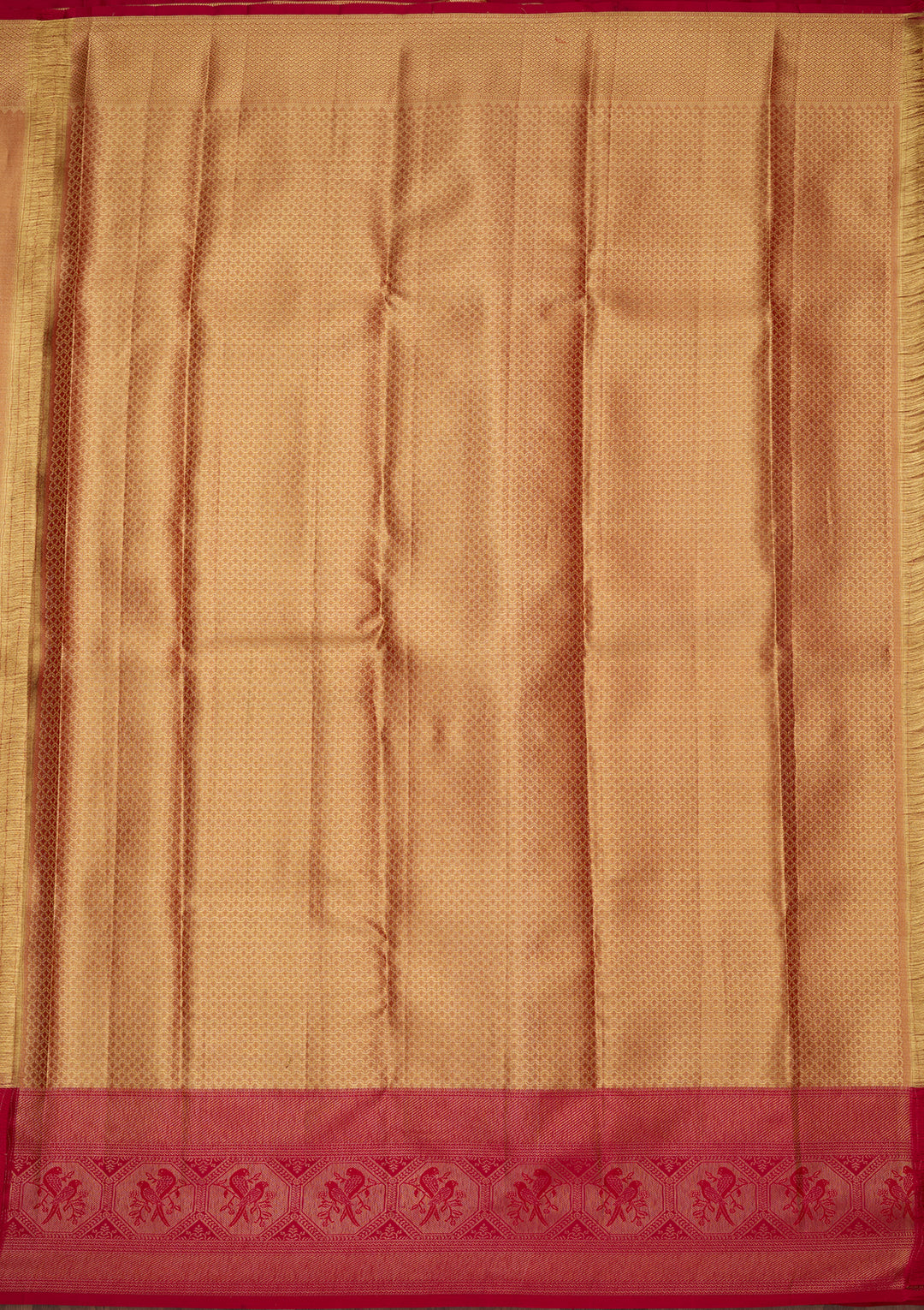 Peach Silk Jaal Saree With Matching Blouse Piece