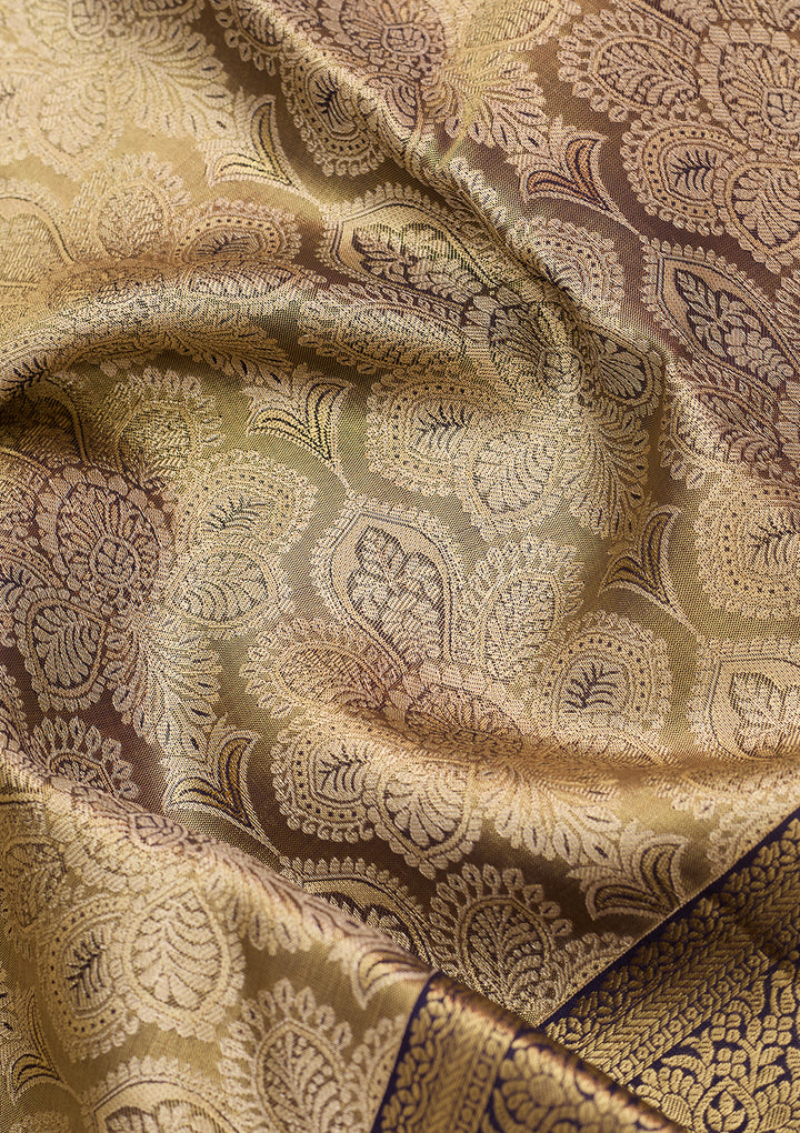 Grey Silk Jaal Saree With Matching Blouse Piece