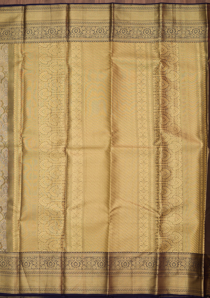Grey Silk Jaal Saree With Matching Blouse Piece