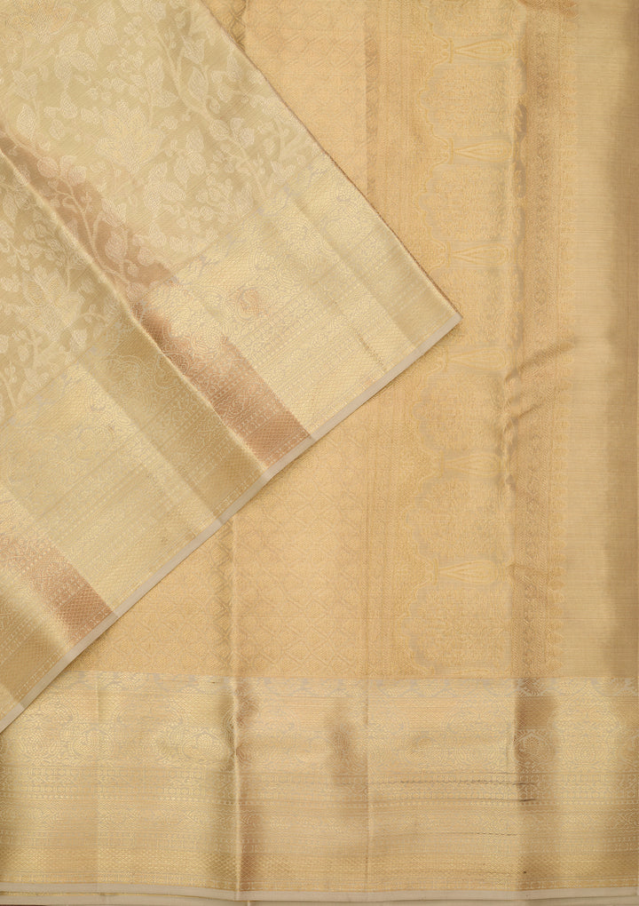 Pista Green Silk Jaal Saree With Matching Blouse Piece