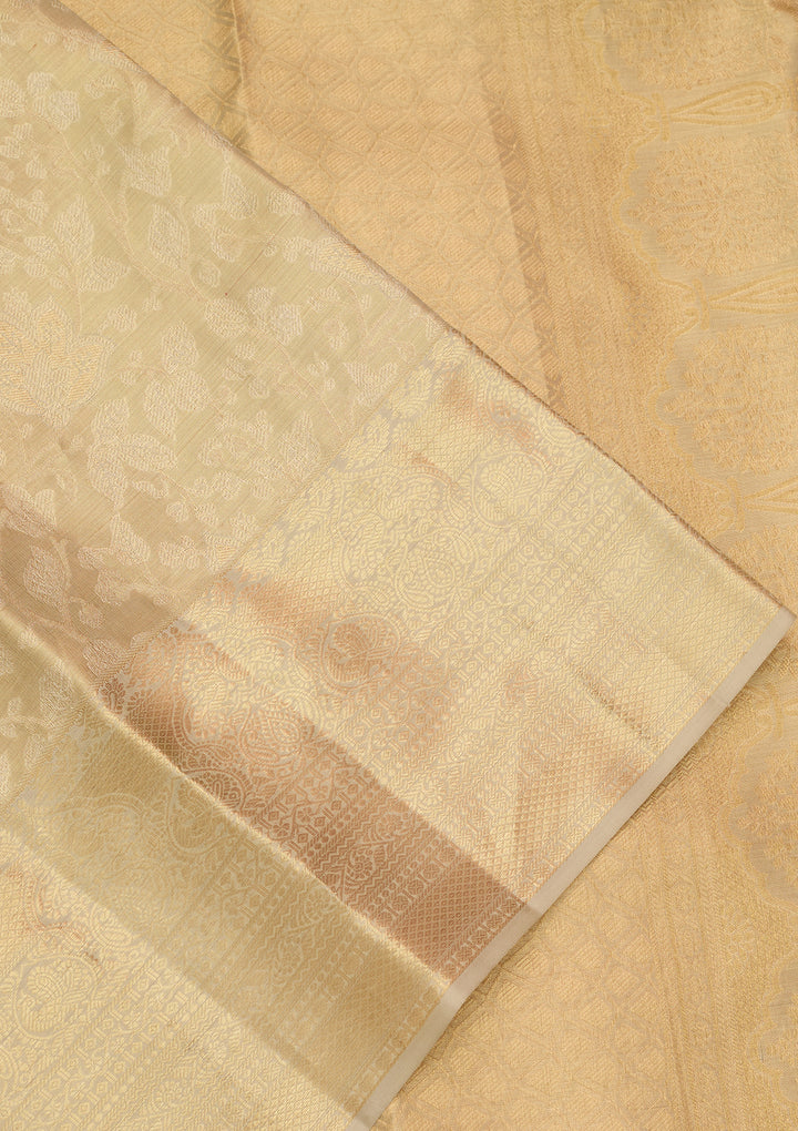 Pista Green Silk Jaal Saree With Matching Blouse Piece