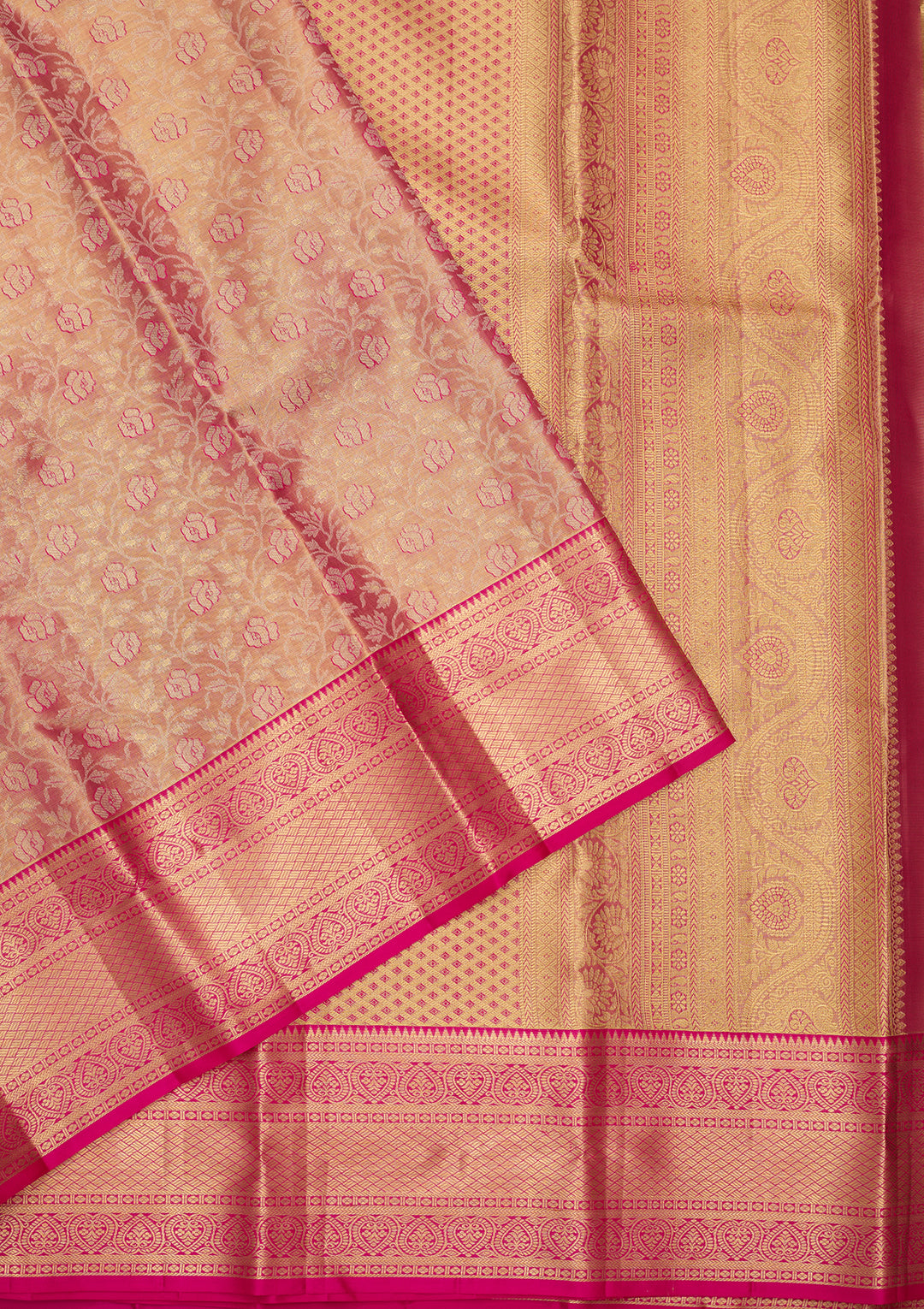 Peach Silk Jaal Saree With Matching Blouse Piece