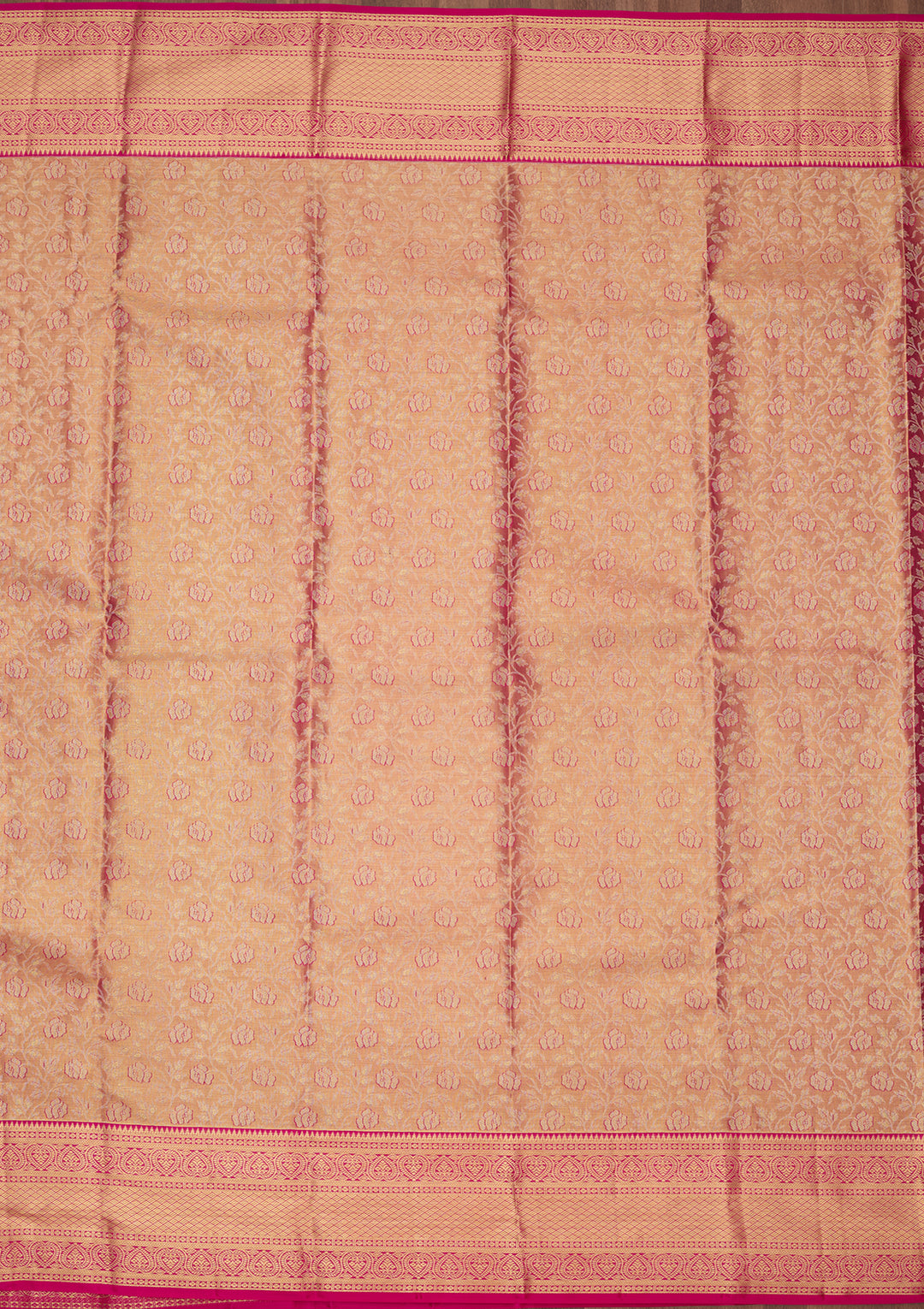Peach Silk Jaal Saree With Matching Blouse Piece