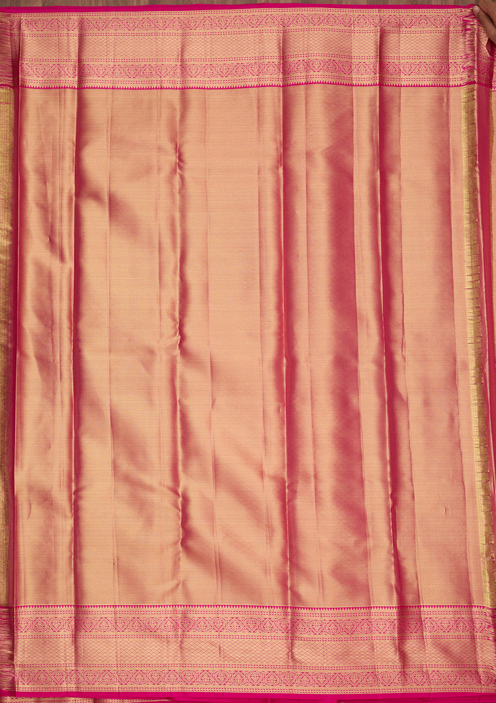 Peach Silk Jaal Saree With Matching Blouse Piece