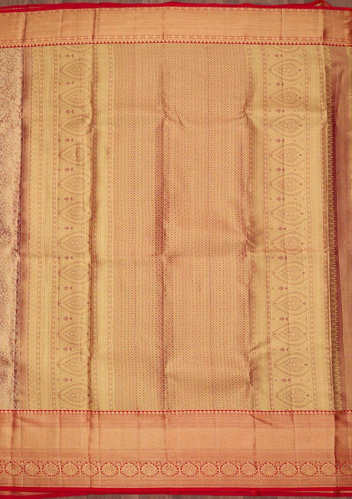 Peach Silk Jaal Saree With Matching Blouse Piece