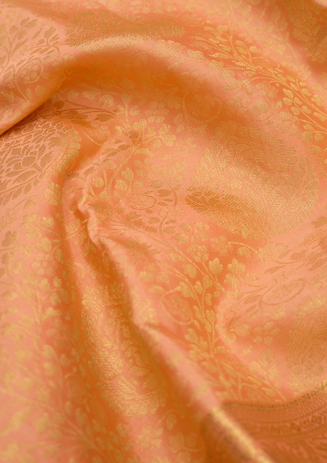 Peach Silk Jaal Saree With Matching Blouse Piece