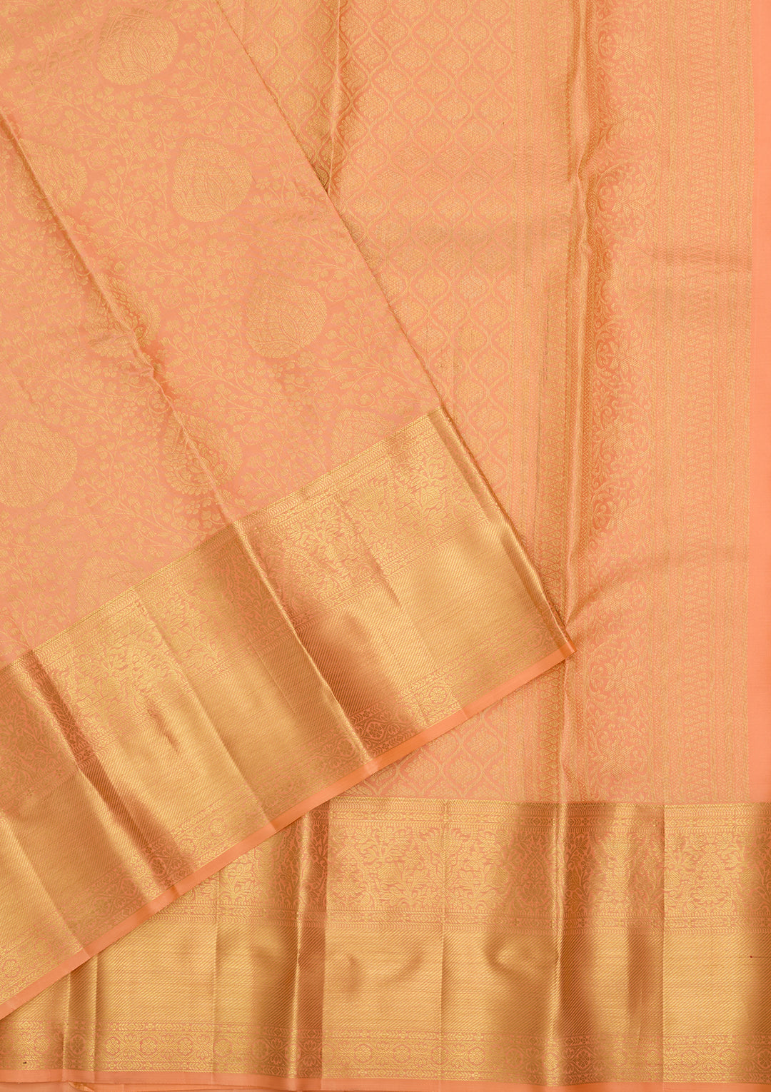 Peach Silk Jaal Saree With Matching Blouse Piece