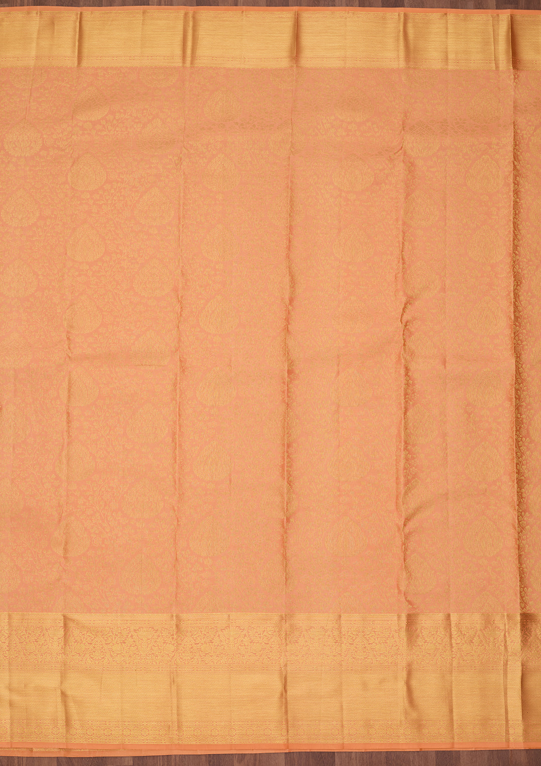 Peach Silk Jaal Saree With Matching Blouse Piece