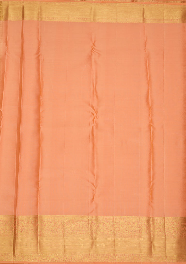 Peach Silk Jaal Saree With Matching Blouse Piece