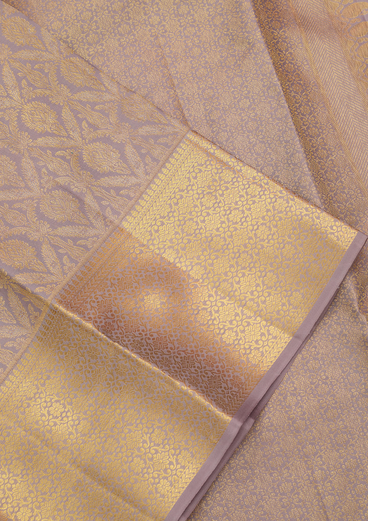Grey Silk Jaal Saree With Matching Blouse Piece