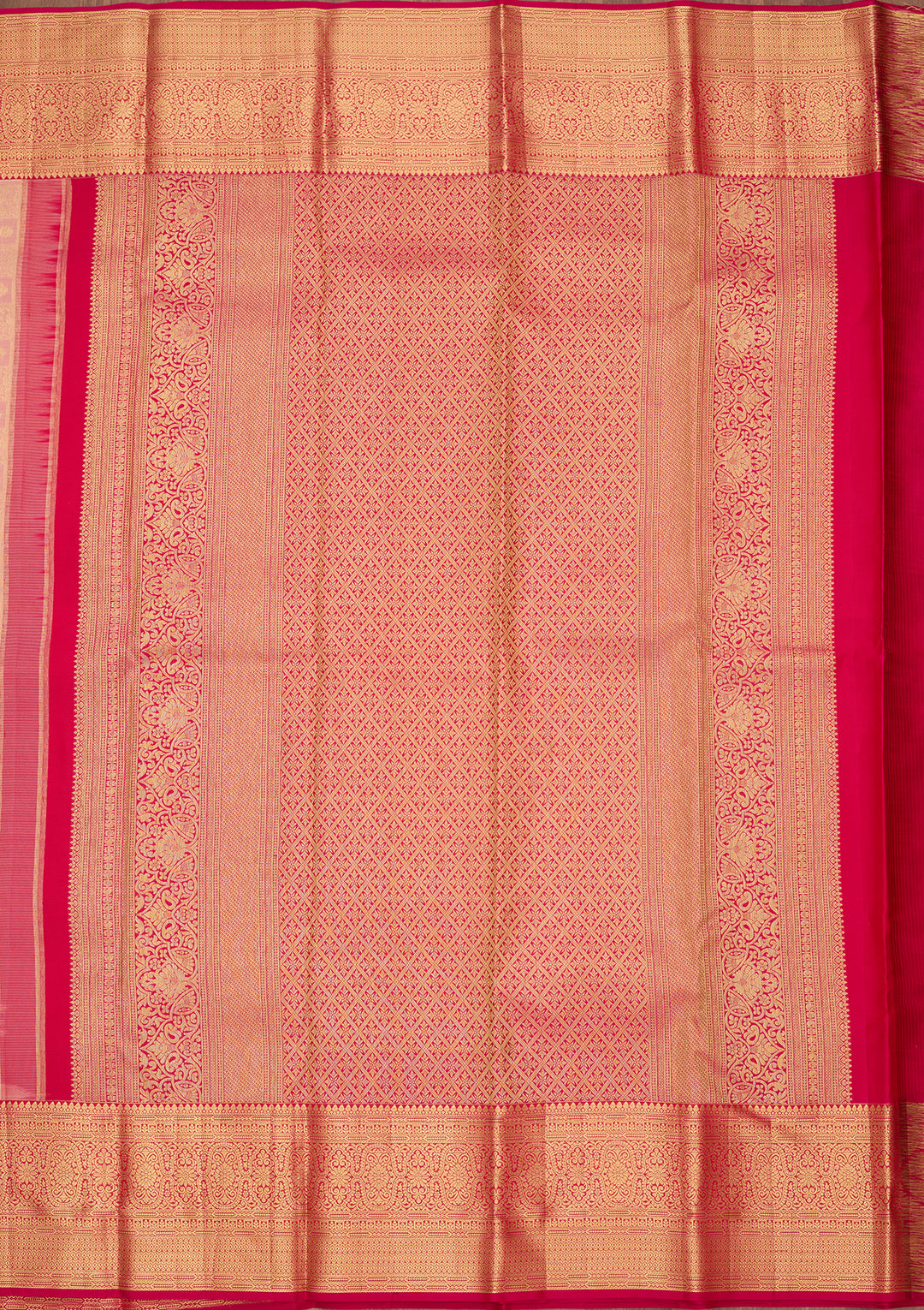 Peach Silk Checks Saree With Matching Blouse Piece