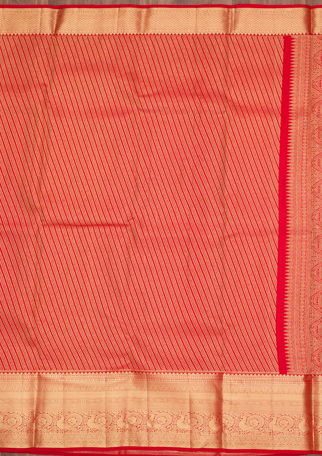 Red Silk Stripes Saree With Matching Blouse Piece