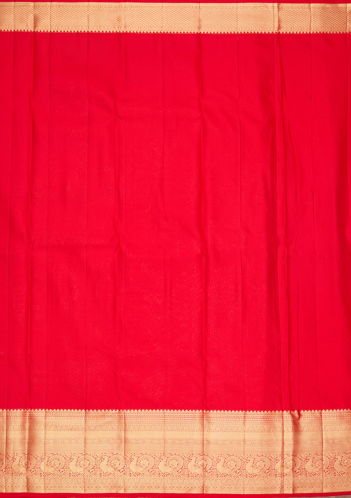 Red Silk Stripes Saree With Matching Blouse Piece