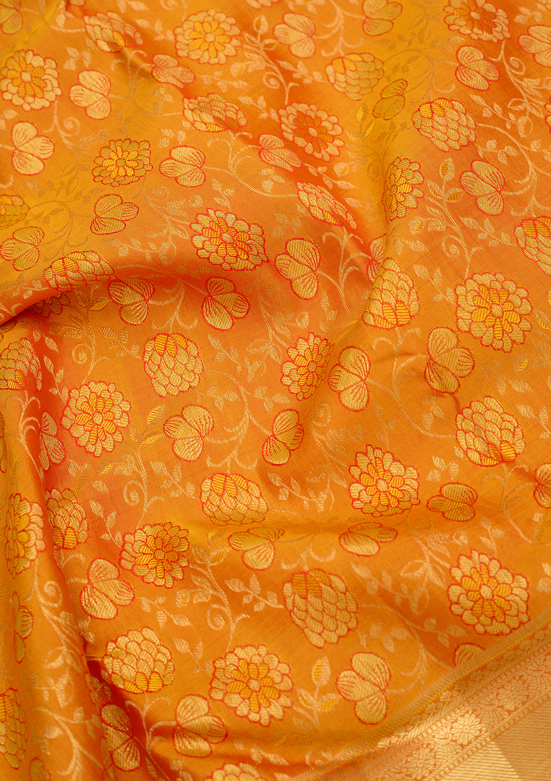 Mustard Silk Jaal Saree With Matching Blouse Piece