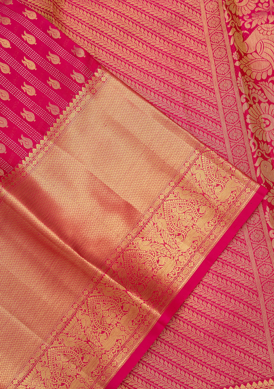 Rani Pink Silk Buti Saree With Matching Blouse Piece