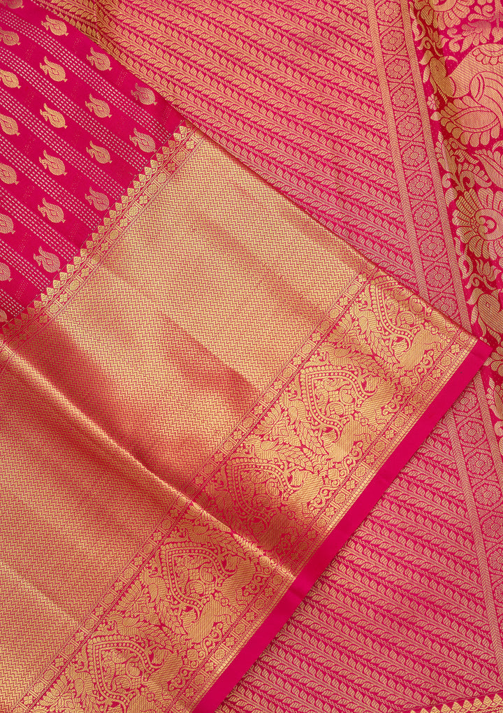 Mustard Dharmavaram Pure Silk Saree