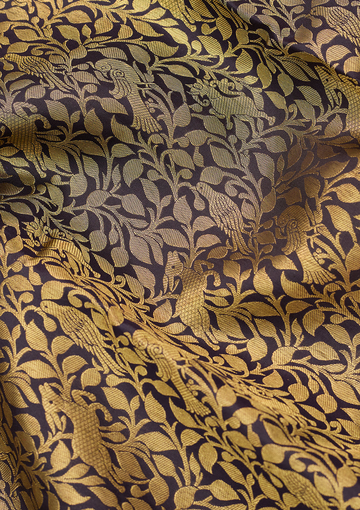 Navy Blue Dharmavaram Pure Silk Saree