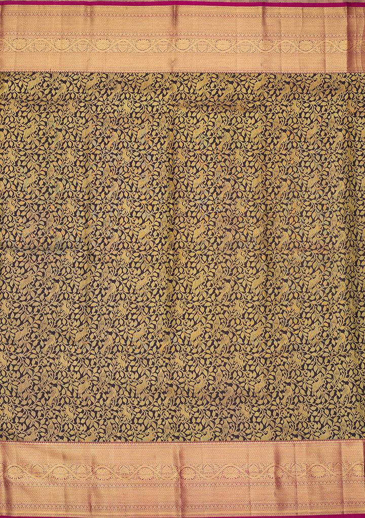 Navy Blue Dharmavaram Pure Silk Saree