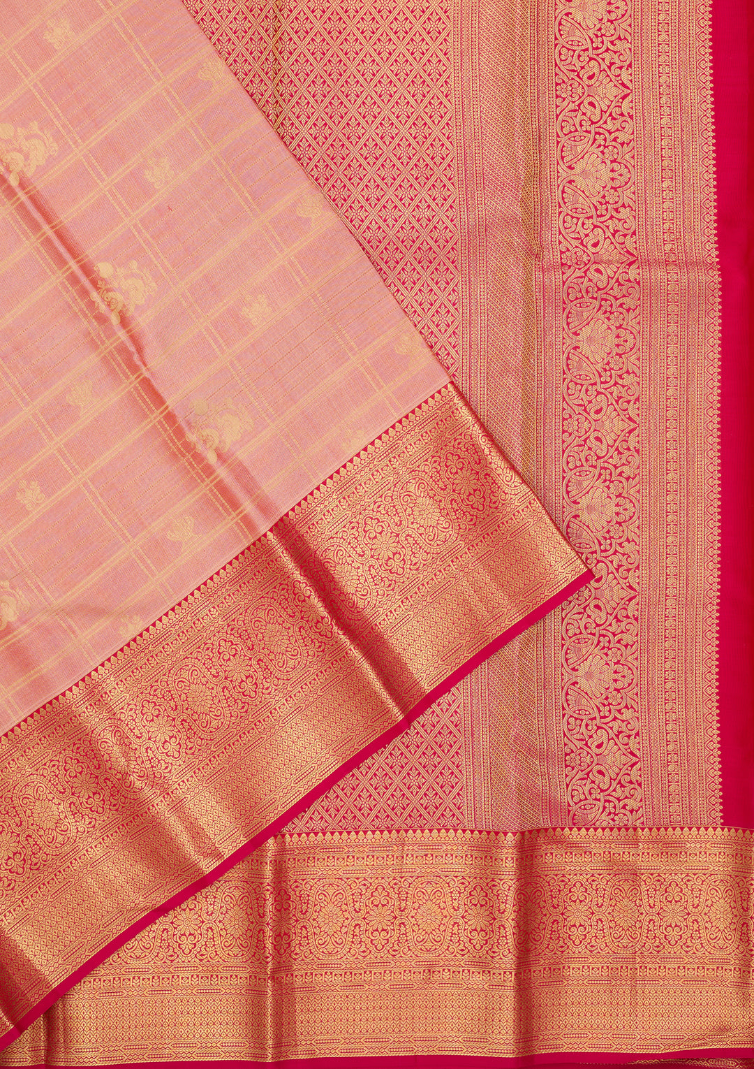 Peach Dharmavaram Pure Silk Saree