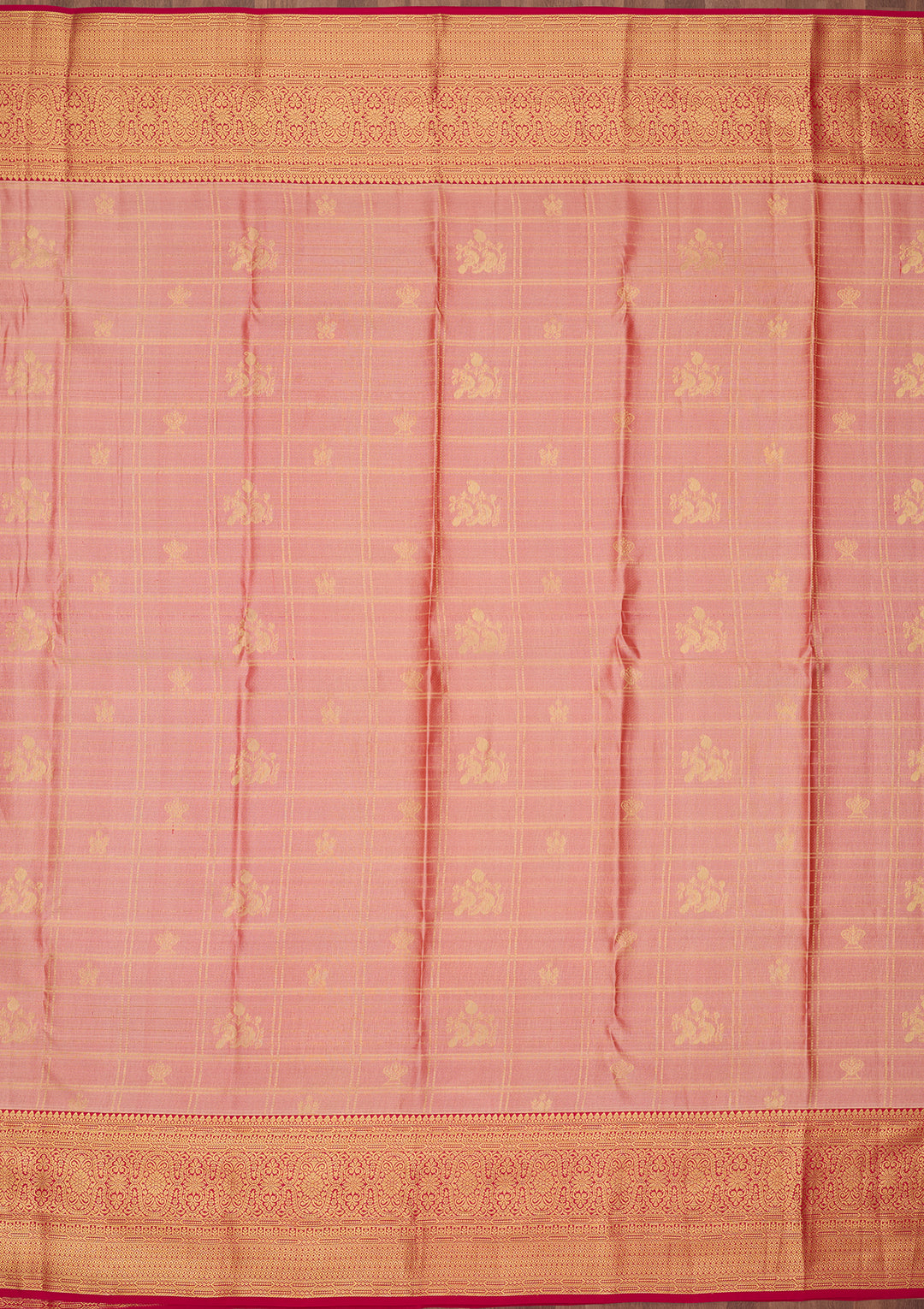 Peach Dharmavaram Pure Silk Saree