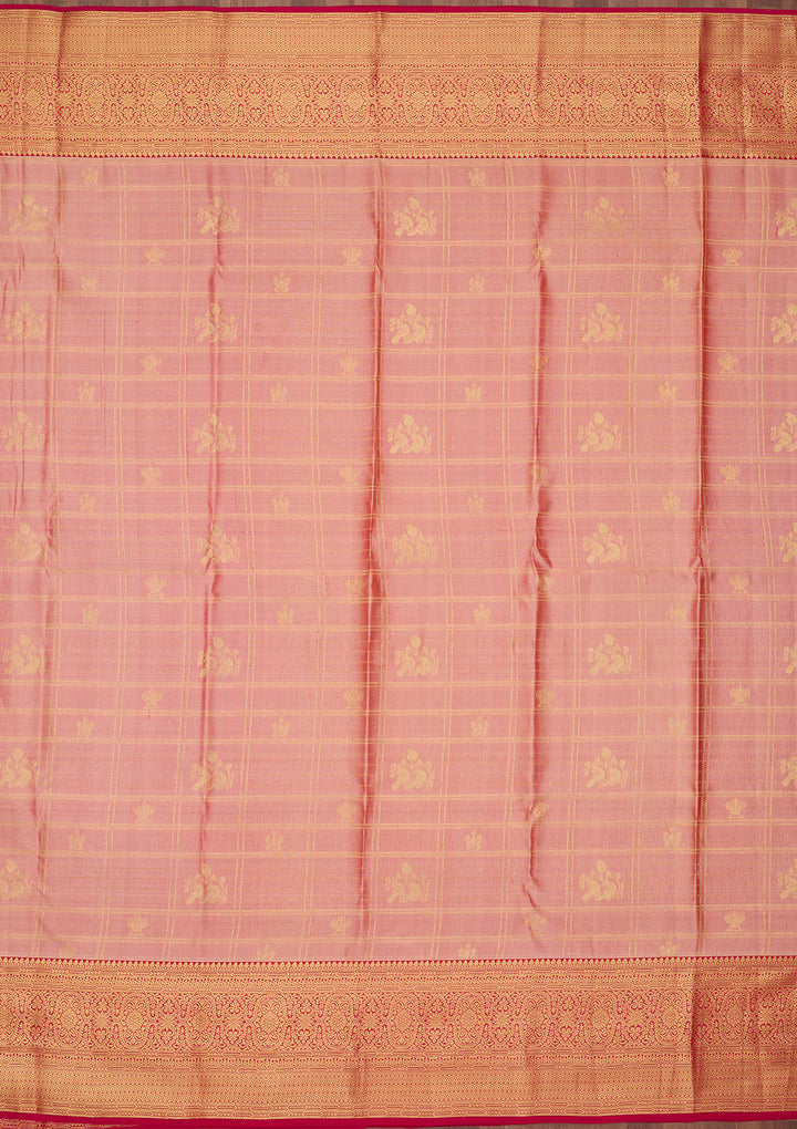 Peach Dharmavaram Pure Silk Saree