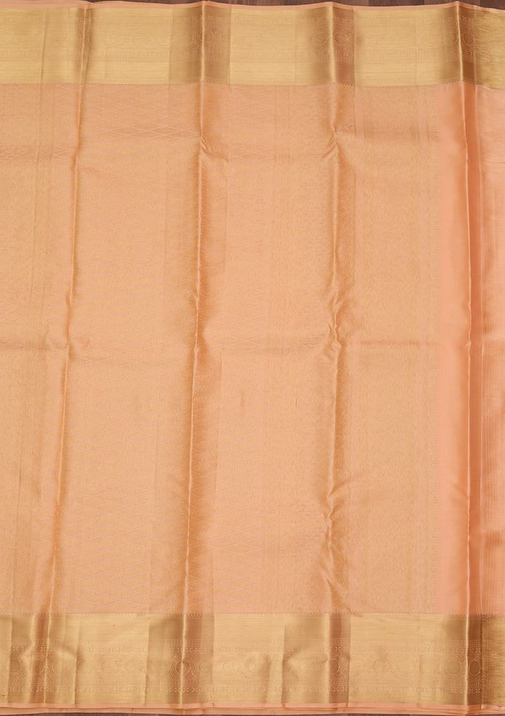 Peach Dharmavaram Pure Silk Saree