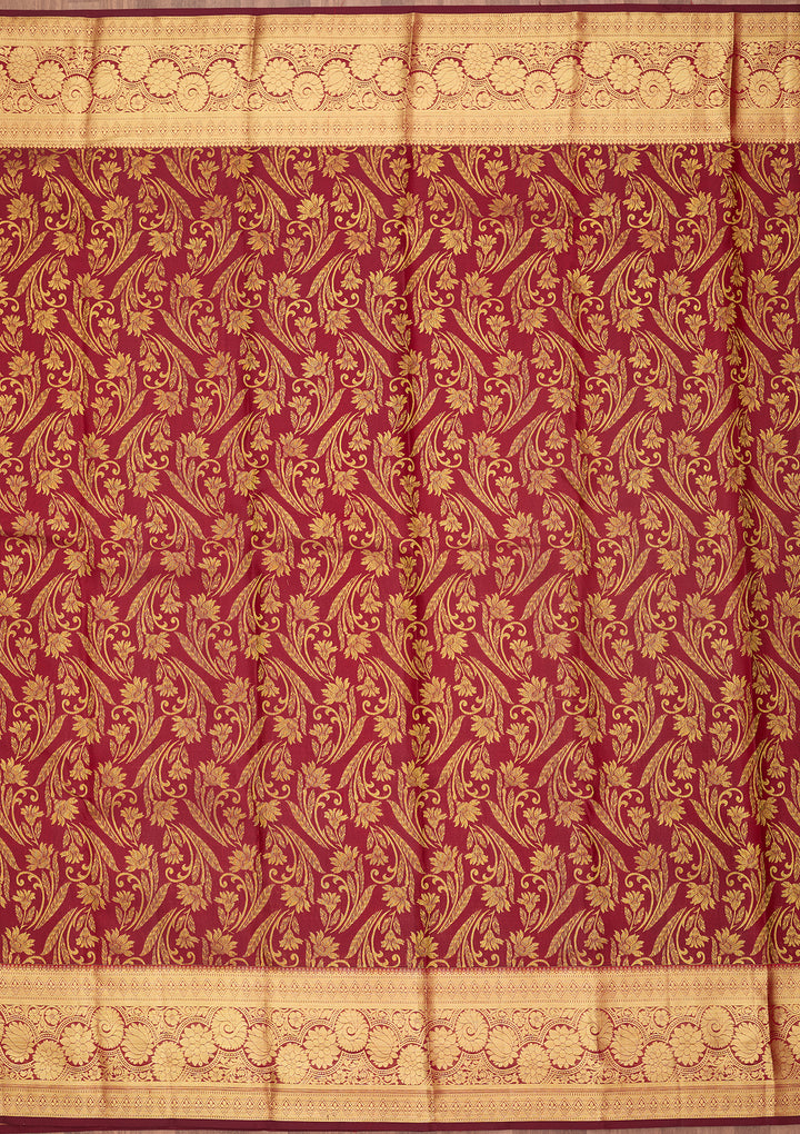 Maroon Dharmavaram Pure Silk Saree