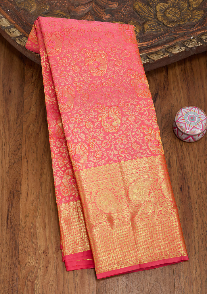 Mustard Dharmavaram Pure Silk Saree