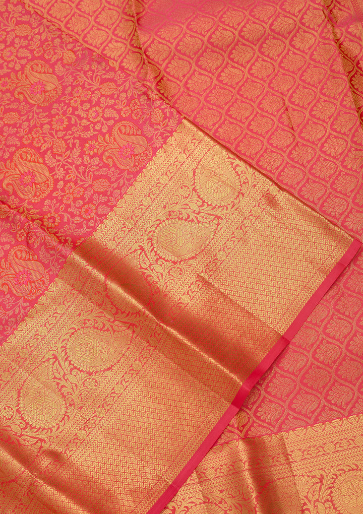 Mustard Dharmavaram Pure Silk Saree