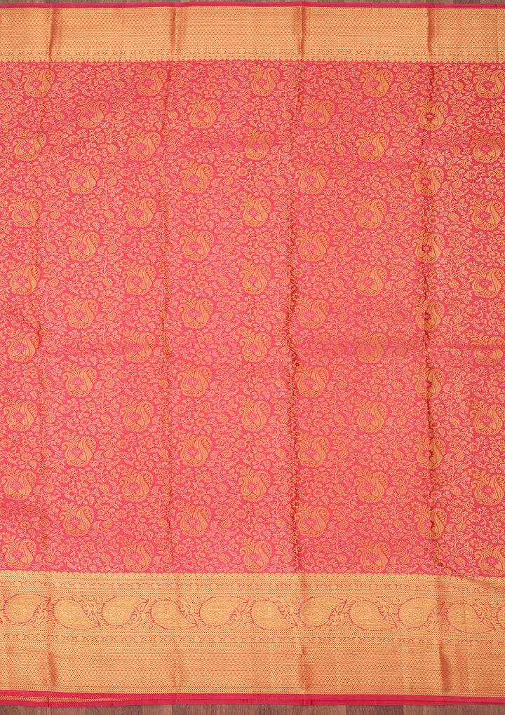 Mustard Dharmavaram Pure Silk Saree