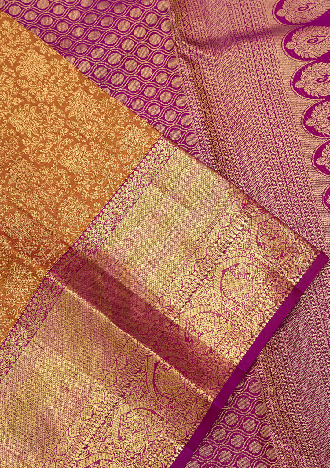 Mustard Dharmavaram Pure Silk Saree