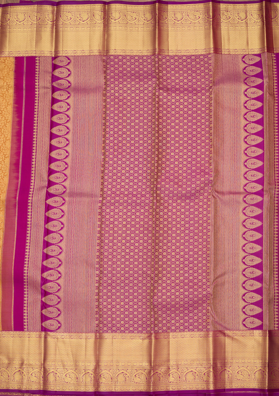 Mustard Dharmavaram Pure Silk Saree