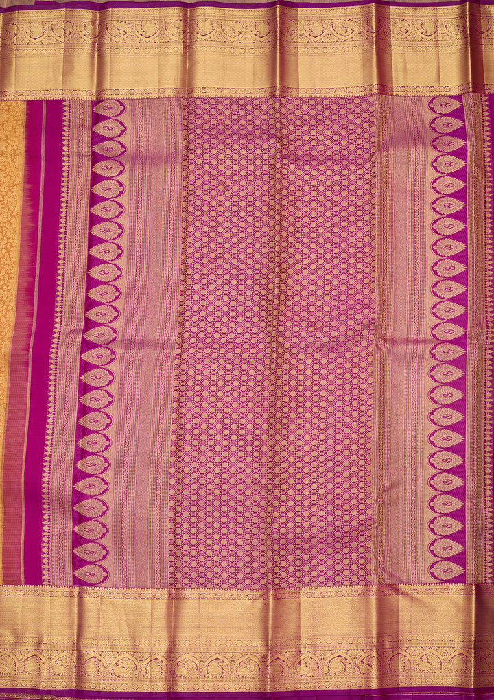Mustard Dharmavaram Pure Silk Saree