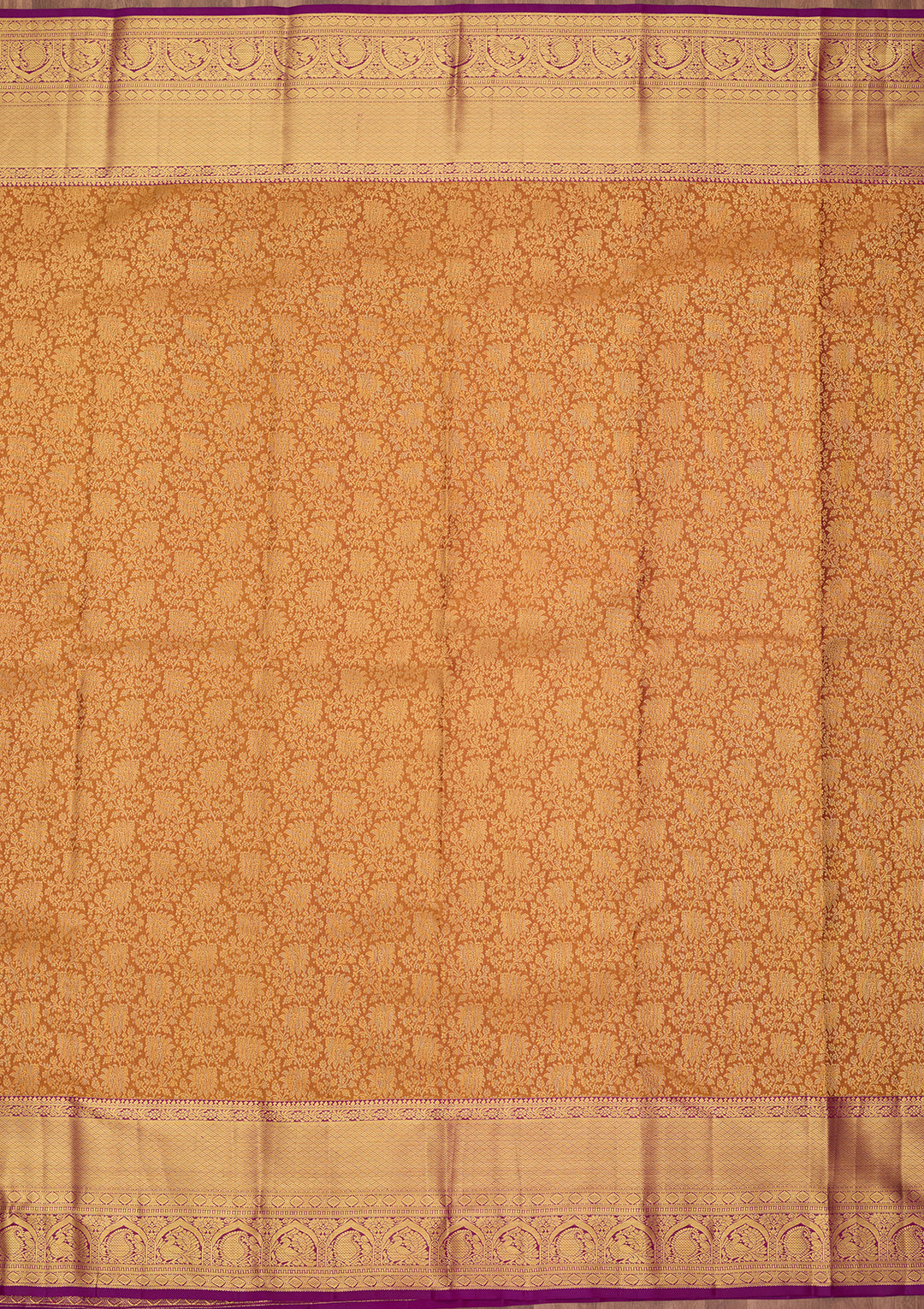 Mustard Dharmavaram Pure Silk Saree