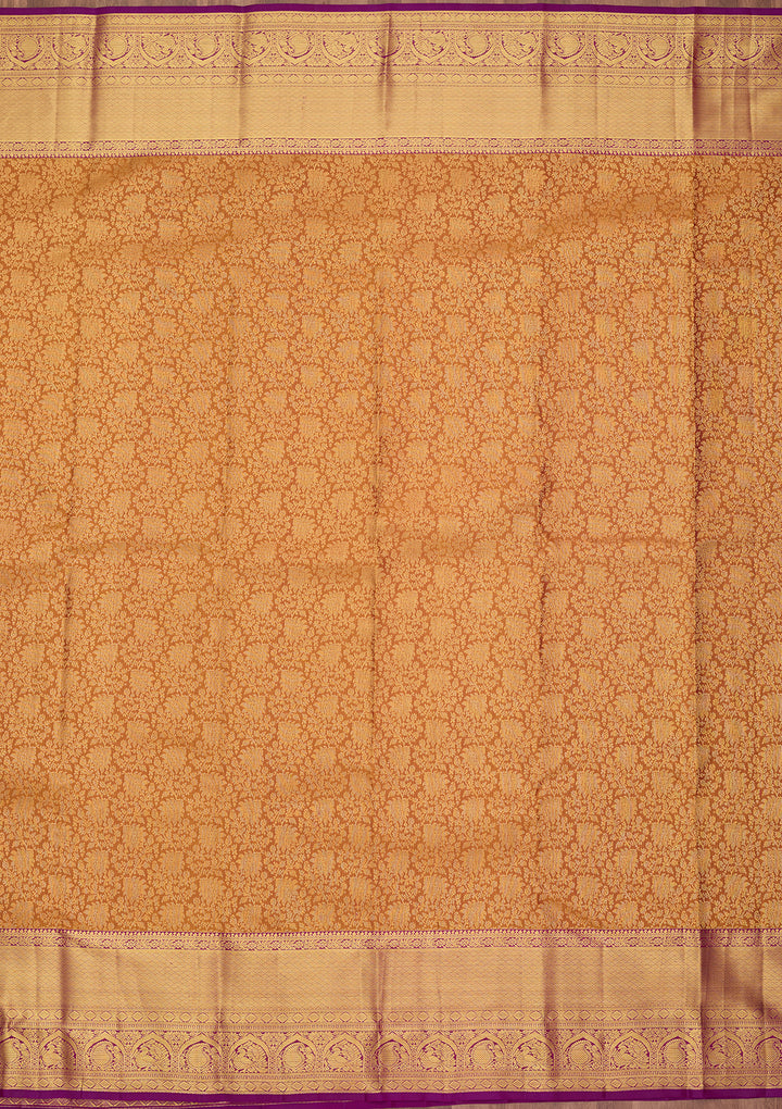 Mustard Dharmavaram Pure Silk Saree