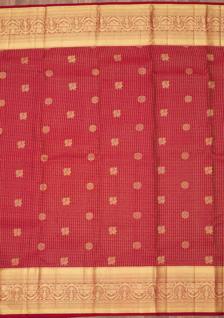 Maroon Dharmavaram Pure Silk Saree