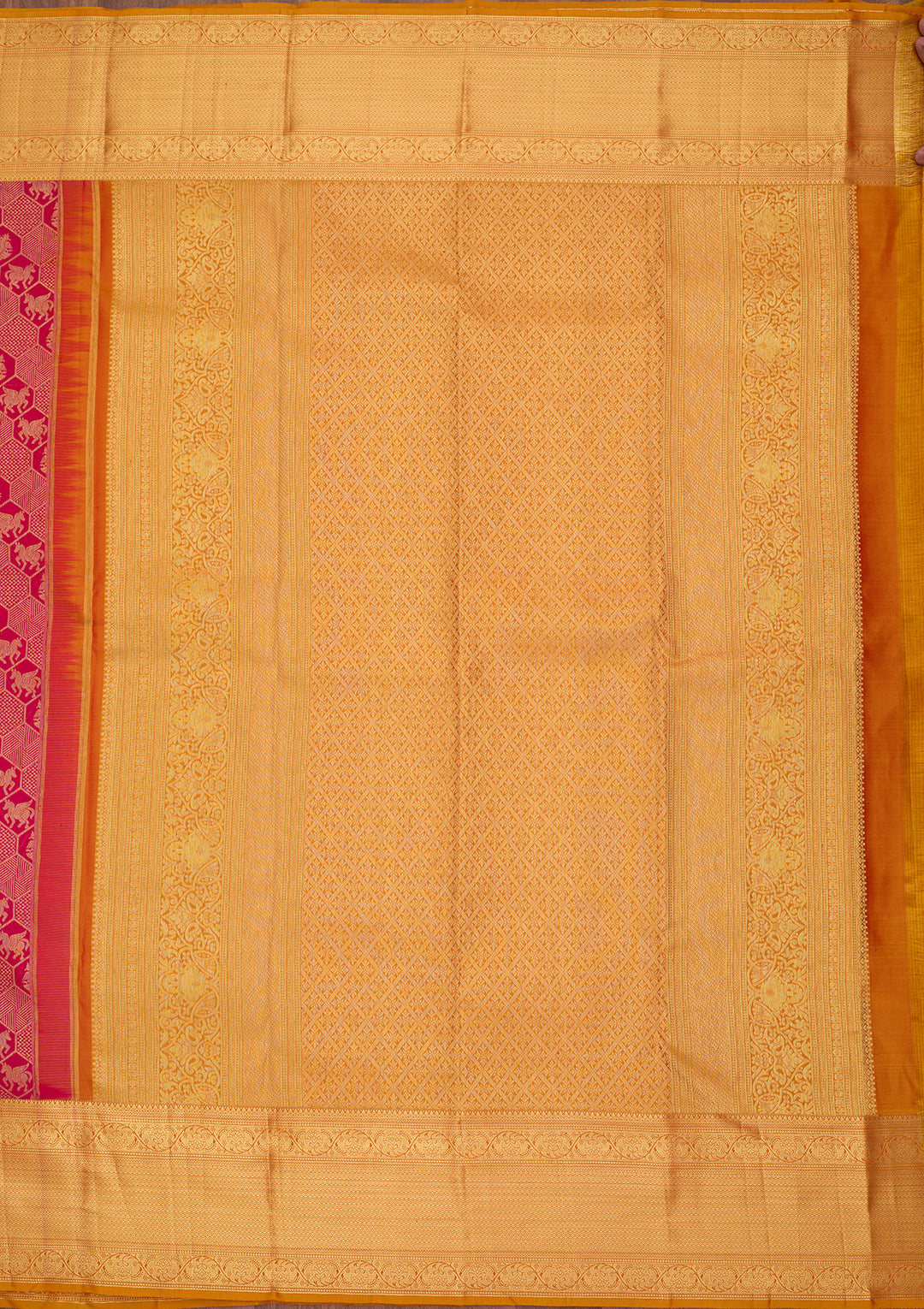 Rani Pink Silk Checks Saree With Matching Blouse Piece